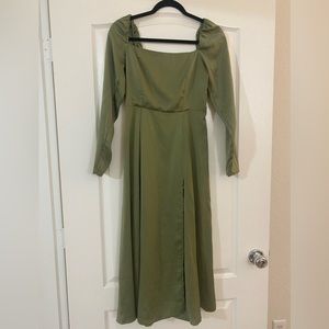 Army green Spring/ Summer dress with slit